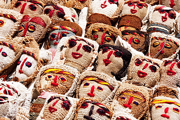 Burlap dolls for sale at the Saturday crafts market, Otavalo, Imbabura, Ecuador