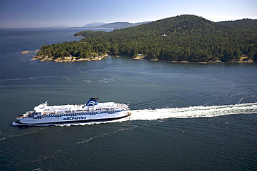 Ferry in Active Pass between Mayne Island and Galiano Island, Gulf Islands, British Columbia