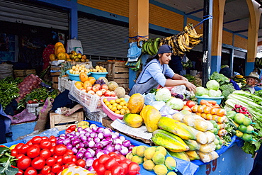 Produce vendors at the Saturday market, Otavalo, Imbabura, Ecuador