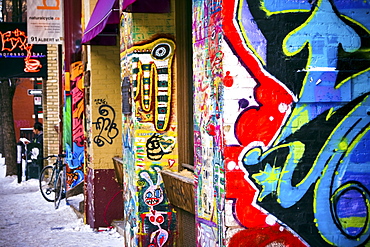 Walls covered in graffiti, Exchange District, Winnipeg, Manitoba