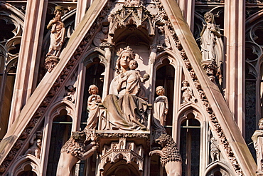 Sculptures in the Western fauade of the Notre Dame Cathedral, Strasbourg, France