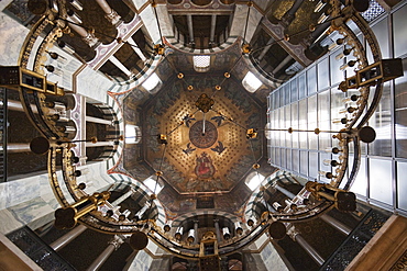 Interior of the octagonal Palatine Chapel, built by Charlemagne, Aachen Cathedral (Kaiserdom), Aachen, Germany