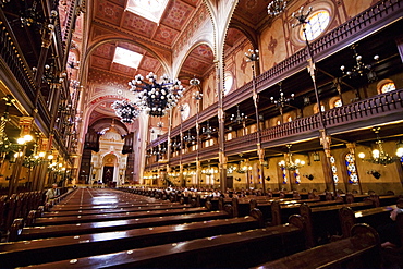 Interior of the Great Synagogue on Dohuny Street, Budapest, Hungary