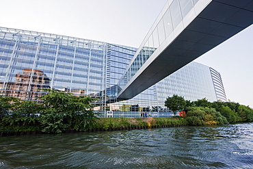 The European Parliament on the banks of the Ill River, Strasbourg, France