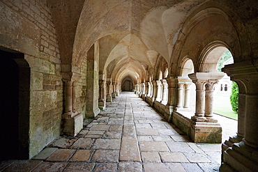 Arcade of the cloister of the Cistercian Abbey of Fontenay, Cute d'Or, France