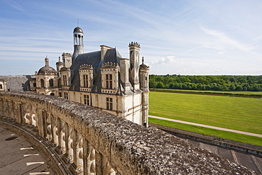 View of the park from the terrace of the Chuteau de Chambord, France