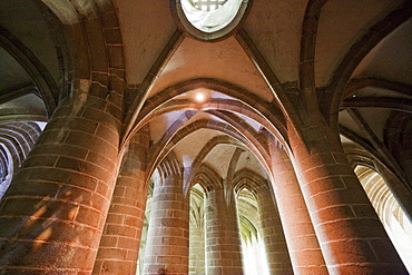 Vaulted ceiling in the Abbey of Mont-Saint-Michel, France