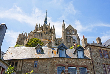 Houses in the fortified village and Abbey of Mont-Saint-Michel, France