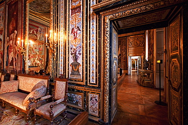 Bedroom of Anne of Austria in the Palace of Fontainebleau, Fontainebleau, Seine-et-Marne, France