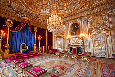 The Throne Room in the Palace of Fontainebleau, Fontainebleau, Seine-et-Marne, France