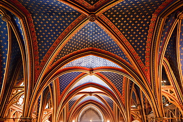 Ceiling of the Lower Chapel of La Sainte-Chapelle, Paris, France