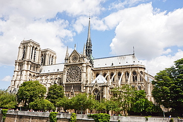 Notre Dame de Paris Cathedral, as seen from the Left Bank of the Seine, Paris, France