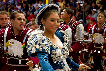 Caporales dancers in the procession of the Carnaval de Oruro, Oruro, Bolivia