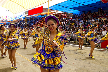 Caporales dancers in the procession of the Carnaval de Oruro, Oruro, Bolivia