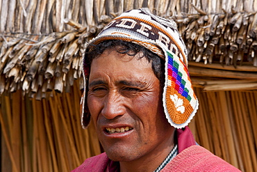 Urus Iruitos man, Titicaca Lake, Bolivia