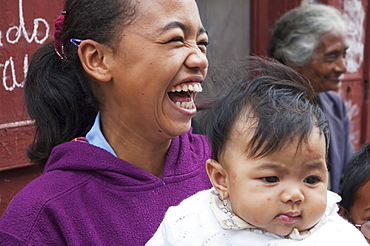 Woman and baby in Antananarivo, Madagascar