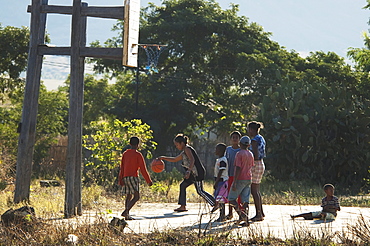 Children playing basketball in Ranohira, Fianarantsoa Province, Madagascar