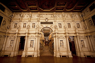 Proscenium of the Teatro Olimpico (Olympic Theatre) by architect Andrea Palladio, Vicenza, Italy