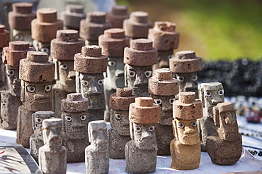 Souvenir moais for sale at Anakena Beach, Rapa Nui (Easter Island), Chile