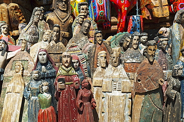 Wooden statuettes, Chichicastenango, El Quichu, Guatemala