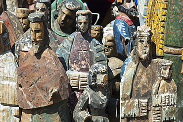 Wooden statuettes, Chichicastenango, El Quichu, Guatemala