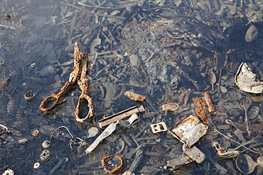 Remains of the goods stolen by the Nazis from the murdered people at Camp Kanada, Auschwitz-Birkenau Concentration Camp, Oswiecim, Malopolska, Poland