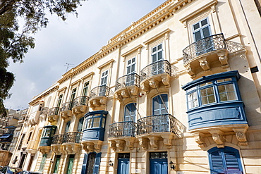 Building with enclosed balconies, Valletta, Malta