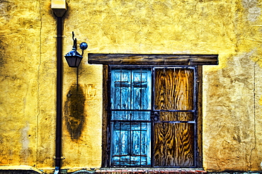 Walls and Details II, New Mexico, Details of colorful wooden doorway and wall.