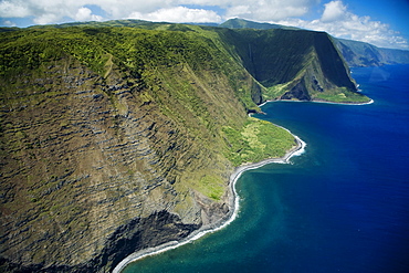 Hawaii Molokai, North Shore cliff coast line.