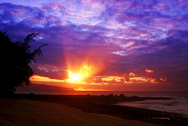 Hawaii, Oahu, Beautiful sunset.