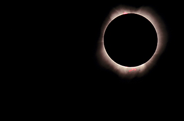 Hawaii, July 11, 1991, Solar Eclipse, Totality with solar flares.