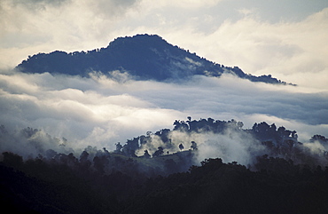 Costa Rica, Irazu National Park, Mountain surrounded by clouds.