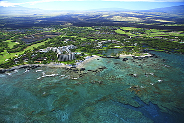 Hawaii, Big Island, Kohala Coast, Aerial of Mauna Lani Resort.