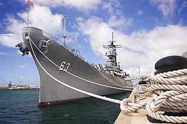 Hawaii, Oahu, Honolulu, U. S. S. Missouri, historic battleship now anchored in Pearl Harbor,