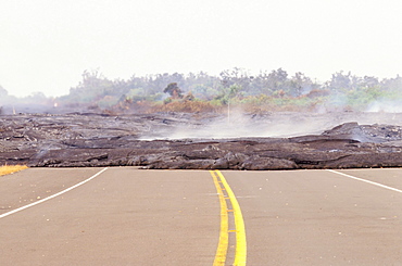 Hawaii, Big Island, Puna, Lava flow Across Highway 130