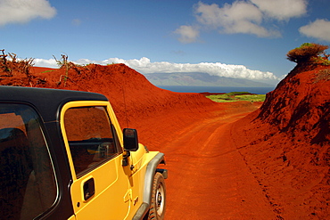 Hawaii, Lanai, Road from the Garden of the Gods to Polihua beach