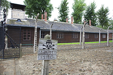 Stop Sign, Auschwitz Concentration Camp Perimeter, Oswiecim, Malopolska, Poland