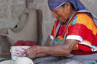 Tzeltal Maya Woman Potter Working The Clay, Amatenango Del Valle, Chiapas, Mexico