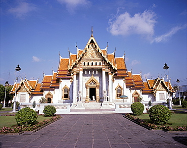 Thailand, Bangkok, Marble Temple Exterior Front View Architecture A75A