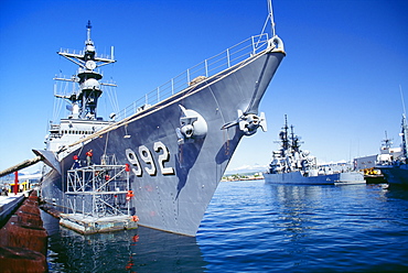 Hawaii, Oahu, Pearl Harbor, View Of Military Ships