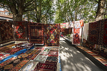 Traditional carpets for sale at the Vernissage Market, Yerevan, Armenia