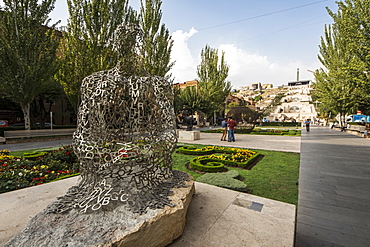 Shadows I, metal sculpture by Jaume Plensa, on display at the Cafesjian Museum of Art in the Yerevan Cascade, Yerevan, Armenia 