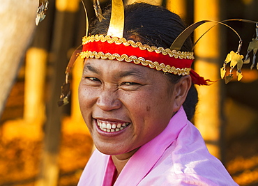 Manggarai woman wearing a traditional headdress, Melo village, Flores, East Nusa Tenggara, Indonesia