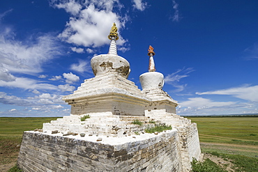 Stupas outside Erdene Zuu Monastery, Karakorum (Kharkhorin), Ã–vÃ¶rkhangai Province, Mongolia