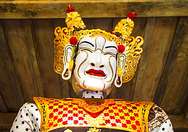 Panglembar Balinese dance mask on display at the Setia Darma House of Mask and Puppets, Tegal Bingin, Bali, Indonesia