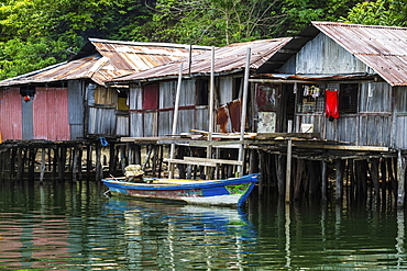 Stilt houses in Kampung Ayapo, Lake Sentani, Papua, Indonesia