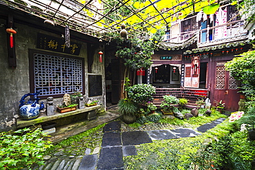 Interior garden of a house, Hongcun, Anhui, China