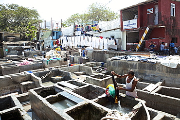 Open air laundromat, Mumbai, India