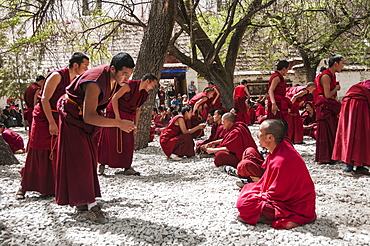 A traditional Tibetan debate in Sera Buddhist Monastery, near Lhasa, Tibet, China