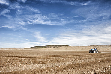 Ploughing field to ready for crops, Salinas, California, United States of America